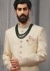 White Sequins Embroidered Readymade Sherwani In Silk