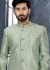 Green Embroidered Readymade Mens Sherwani