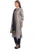 Grey Straight Cut Readymade Pant Suit