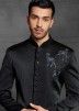 Black Embroidered Indo Western Sherwani With Trouser