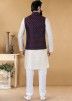 Off White Kurta Pajama With Maroon Nehru Jacket