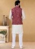 Off White Kurta Pajama With Nehru Jacket In Silk
