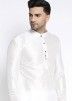 White Asymmetric Readymade Silk Kurta Pyjama