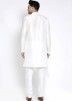 White Asymmetric Readymade Silk Kurta Pyjama
