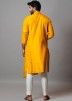Yellow Embroidered Asymmetric Readymade Kurta Pajama