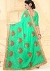 Sea Green Embroidered Chiffon Saree with Blouse