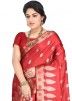 Red Saree in Pure Tussar Silk