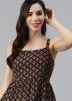 Black Printed Readymade Dress In Cotton