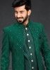 Green Embroidered Jacket Style Indo Western Sherwani Set