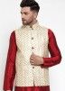 Cream Color Silk Nehru Jacket