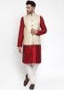 Cream Color Silk Nehru Jacket