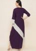 Readymade Purple Embroidered Gown In Art Silk