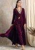 Purple Readymade Velvet Pant & Long Designer Indian Tunics For Ladies