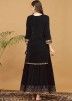Black Embroidered Skirt Set In Velvet