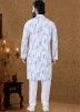 White Tie-Dye Printed Kurta Pajama For Men