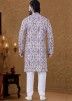 Grey Mens Printed Design Kurta Pajama Set
