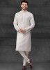 White Embroidered Organza Kurta Pajama for Men Online | Panash India USA