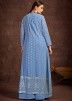Readymade Blue Embroidered Jacket Style Palazzo Set