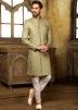 Shop Green Readymade Embroidered Indo Western Sherwani Dress for Men Online USA