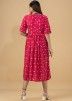 Pink Rayon Floral Printed Dress
