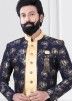 Golden Indo Western Sherwani & Attached Woven Jacket
