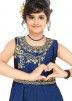 Readymade Blue Art Silk Embroidered Kids Gown