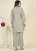 Grey Readymade Co-Ord Set In Jute