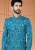 Blue Woven Bandhgala Jodhpuri Suit In Jacquard
