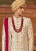 Cream Zari Embroidered Anarkali Style Sherwani Set