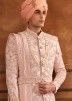 Pink Embroidered Sherwani Set In Art Silk