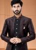 Black Woven Jacket Style Indo Western Sherwani Set