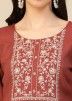 Brown Embroidered Flared Style Kurti