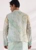 Multicolor Printed Quilt Nehru Jacket In Silk