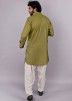 Readymade Green Plain Paithani Suit