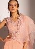 Peach Embroidered Top Palazzo With Draped Dupatta