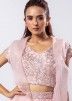 Pink Embroidered Skirt Set In Chiffon