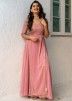 Pink Sequins Embellished Long Dress