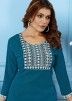 Blue Thread Embroidered Kurta With Pant