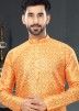 Orange Digital Printed Kurta Pajama For Mens