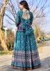 Blue Digital Printed Chanderi Dress