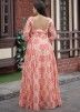 Peach Digital Floral Printed Flared Dress