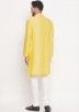 Readymade Yellow Color Art Silk Kurta Pajama Set