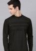 Readymade Black Asymmetric Mens Kurta Pajama