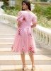 Pink Cotton Dress In Floral Print