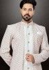 Off White Embroidered Indo Western Sherwani For Men