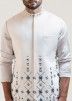 Cream Embroidered Nehru Jacket For Men