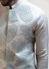 Grey Mens Embroidered Nehru Jacket