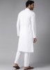 White Cotton Kurta Pajama In Chikankari Work