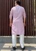 Pink Printed Cotton Kurta Pajama Set