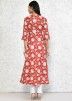 Readymade Printed Cotton Kaftan Style In Red